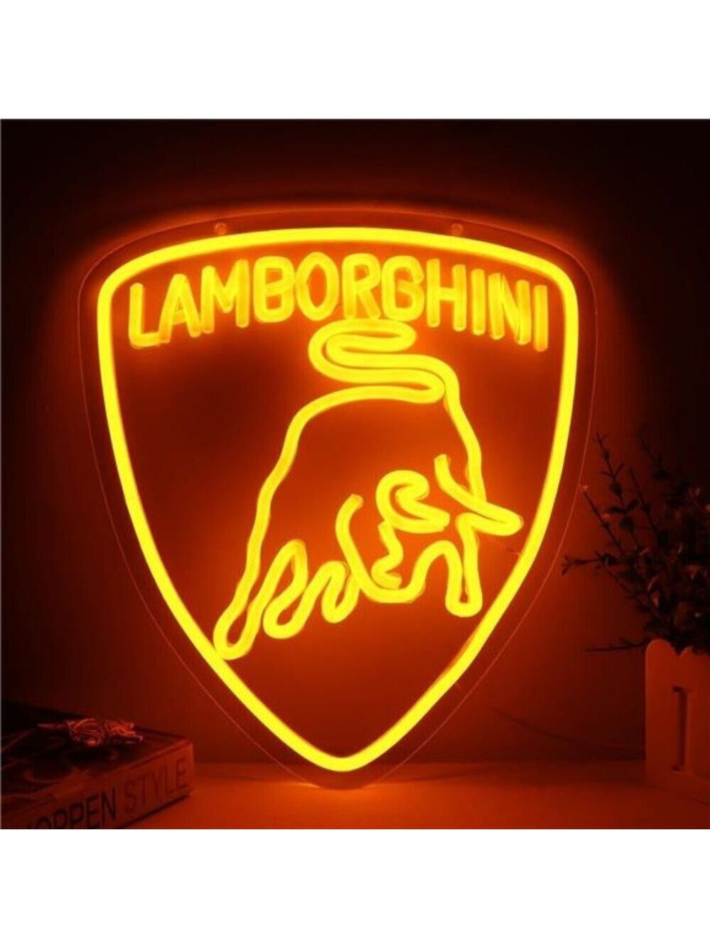 Lamborghini Car Logo LED Neon Sign for Garage Shop Decor Bar Man Cave Mechanix